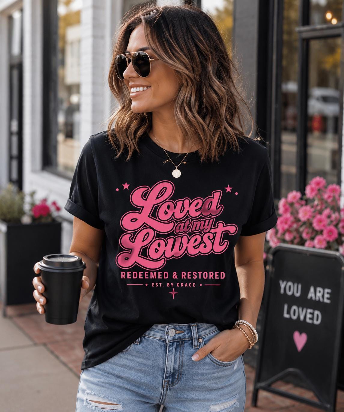 Loved at My Lowest PNG | Retro Christian Sublimation Design (Digital Download)