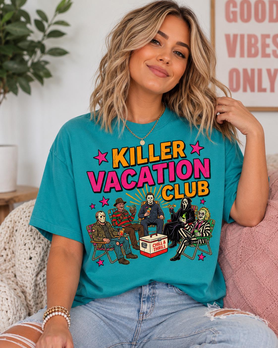 Killer Vacation Club PNG, Horror Vacation Shirt Design, Spooky Summer PNG, Halloween Vacation Graphic, DTF Sublimation Download