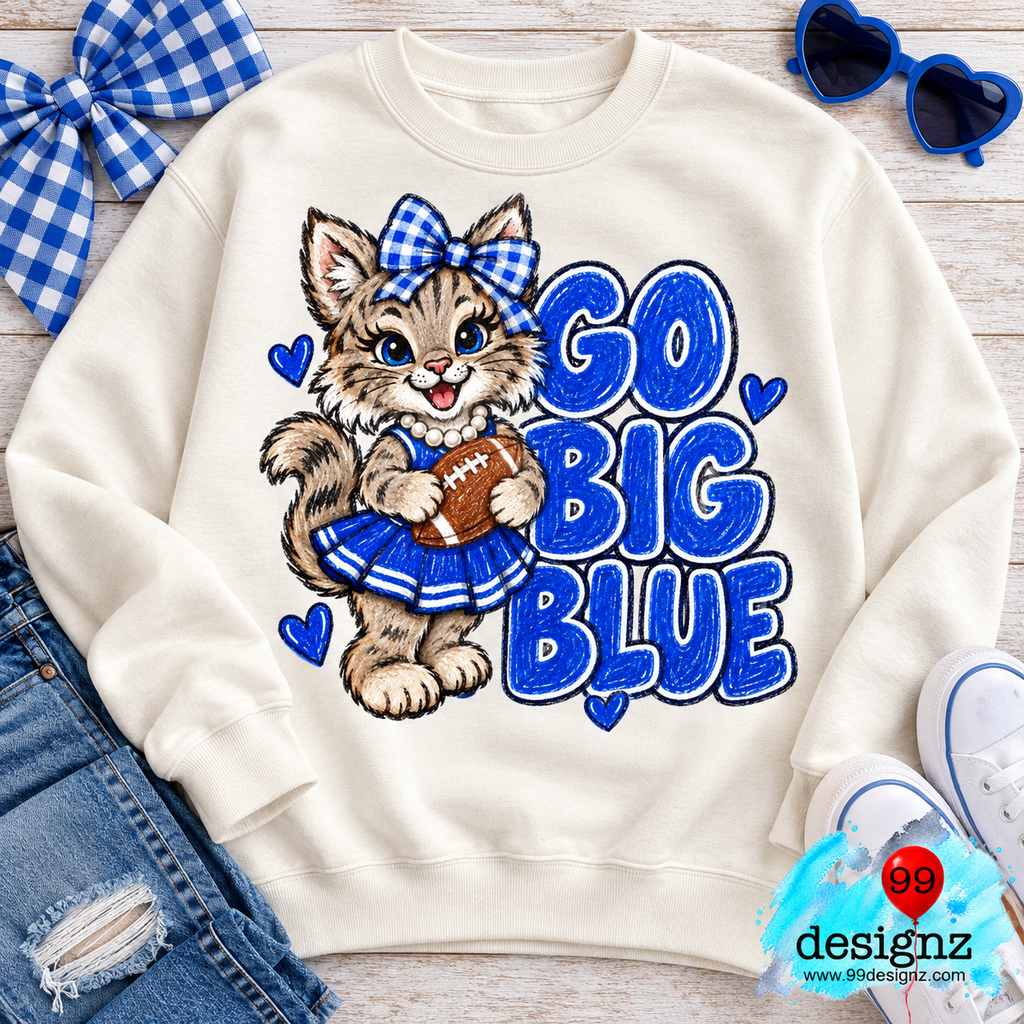 Go Big Blue PNG | Wildcat Cheerleader Bow Game Day Design