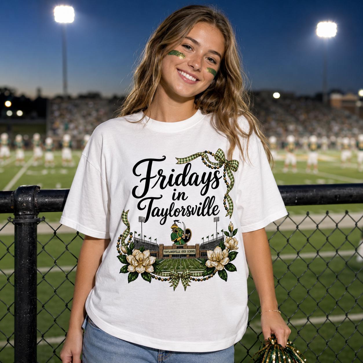 Fridays in Taylorsville PNG, Green Gold Football Game Day Digital Download