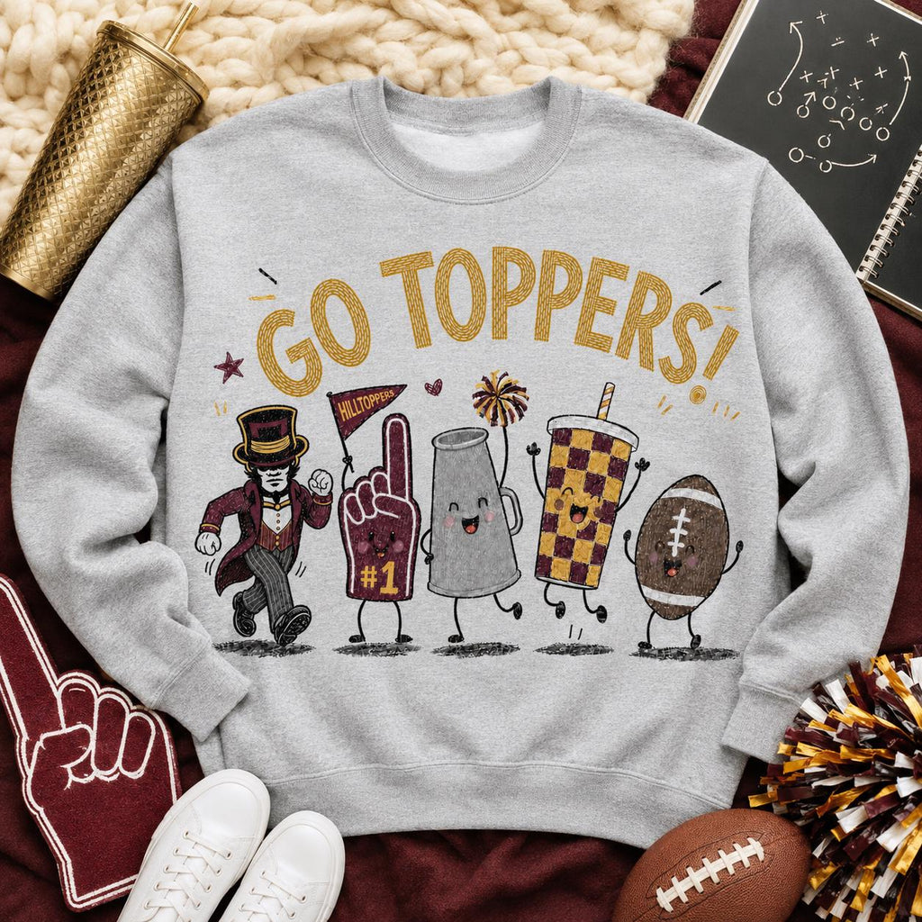 Go Toppers PNG, Hilltoppers Football Game Day Design, Maroon Gold School Spirit Sublimation, Mascot Digital Download
