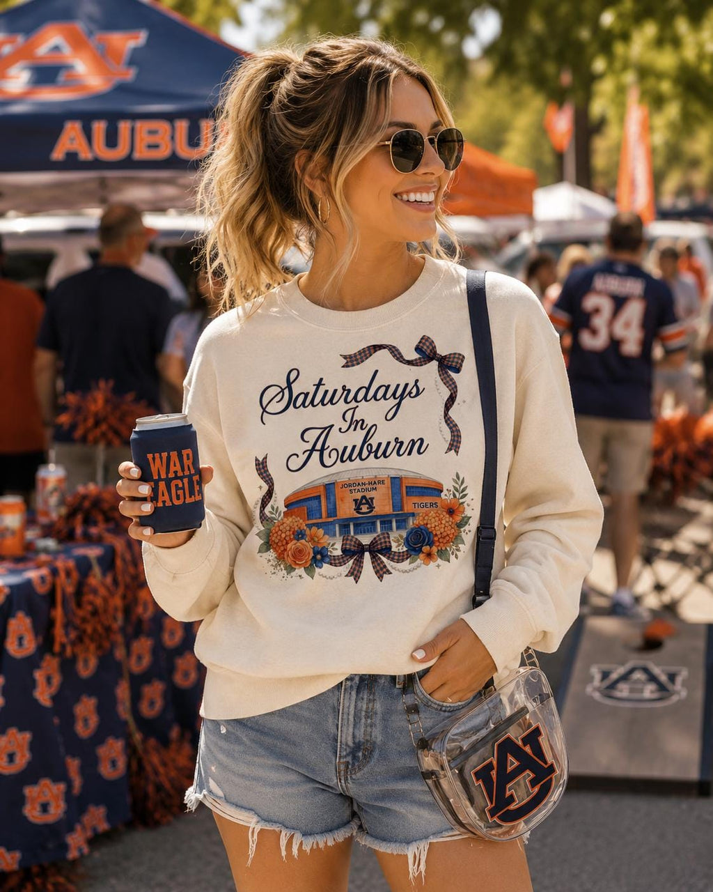 Saturdays in Auburn PNG, Tigers Game Day Watercolor Stadium Design (Digital Download)