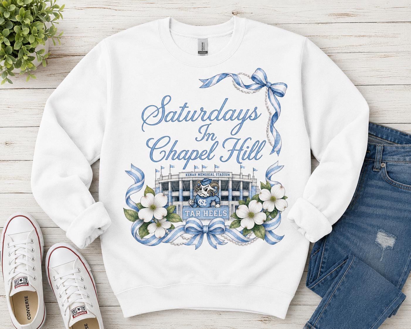 Saturdays in Chapel Hill Watercolor PNG, UNC Tar Heels Game Day Design (Digital Download)