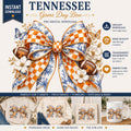 Tennessee Game Day Bow PNG, Orange Checker Blue Toile Football Design (Digital Download)