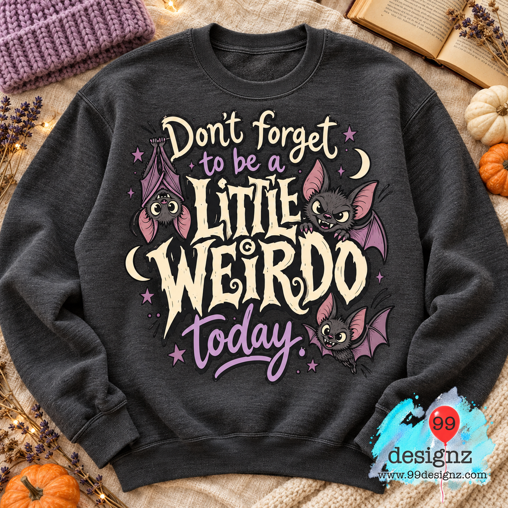 Little Weirdo Halloween Bats PNG Digital Download for Spooky Fans