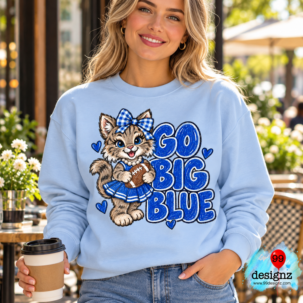 Go Big Blue PNG | Wildcat Cheerleader Bow Game Day Design