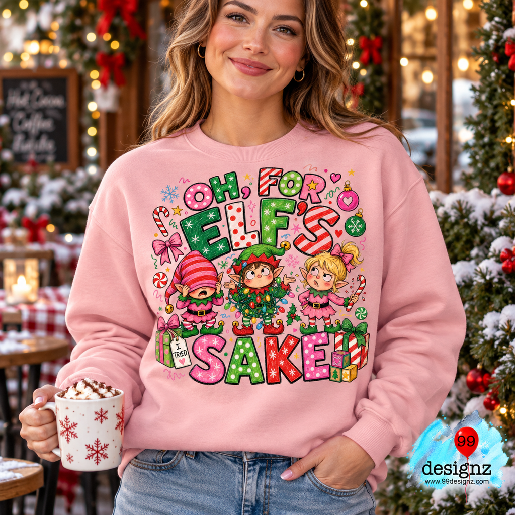 Oh, For Elf’s Sake PNG | Funny Christmas Elf Shirt Design