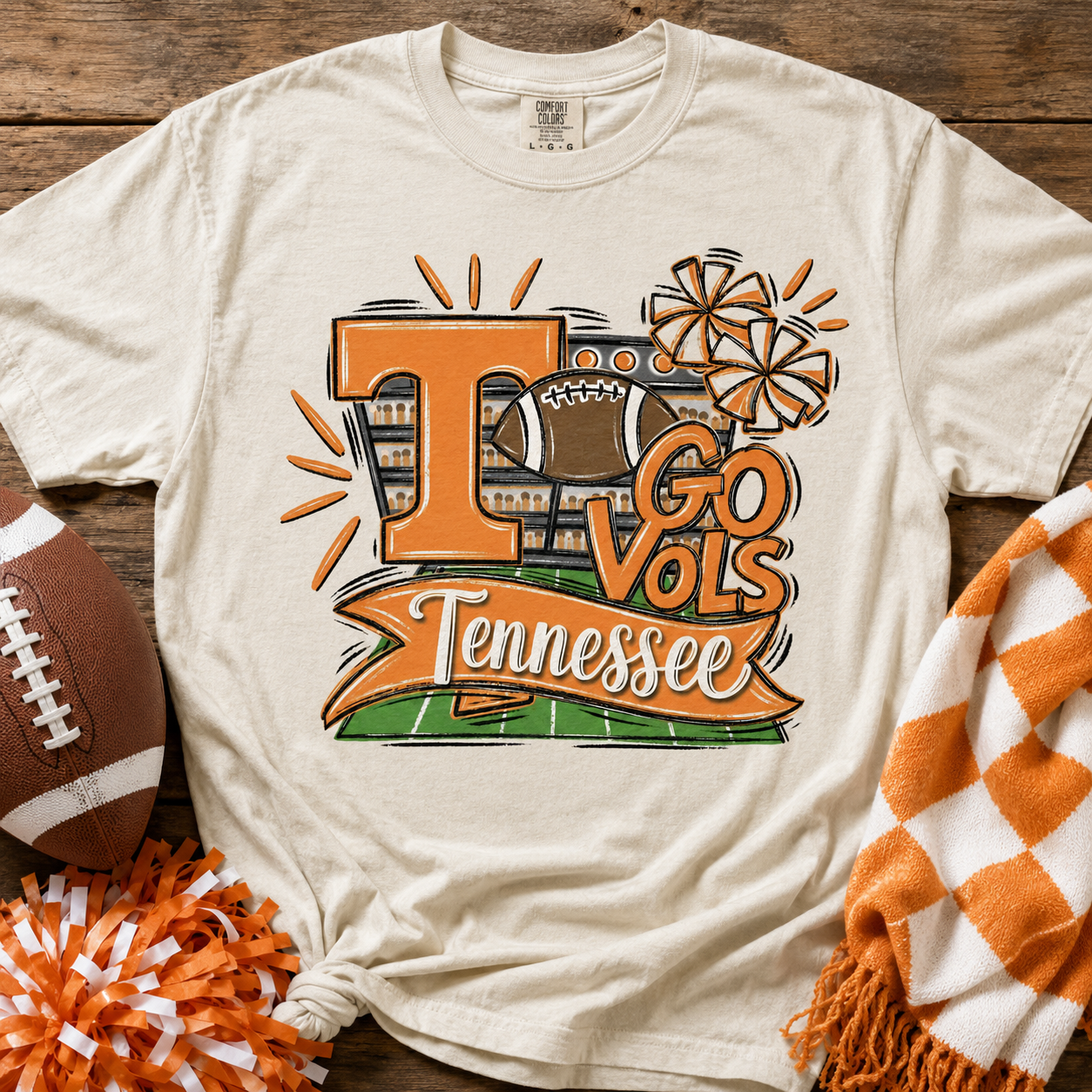 Go Vols T Pom Pom PNG – Sublimation & DTG Digital Download