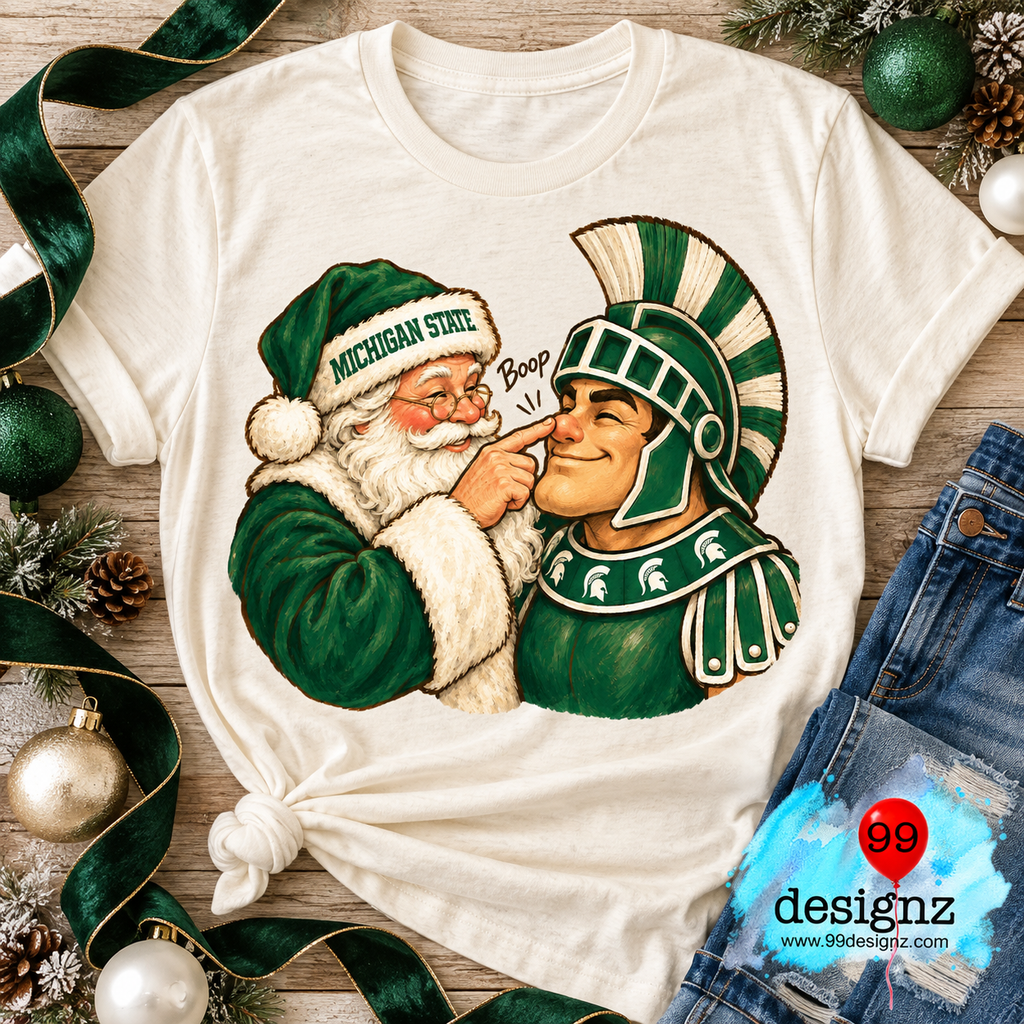Michigan State Christmas PNG | Santa & Spartan Boop Design