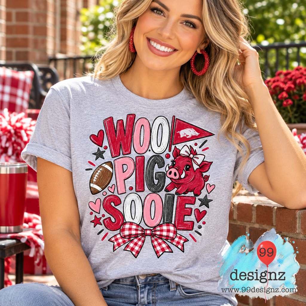 Woo Pig Sooie Razorback Bow PNG Digital Download for Arkansas Fans