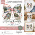Monroe County Tennessee Bow PNG, Watercolor Smoky Mountains Design (Digital Download)