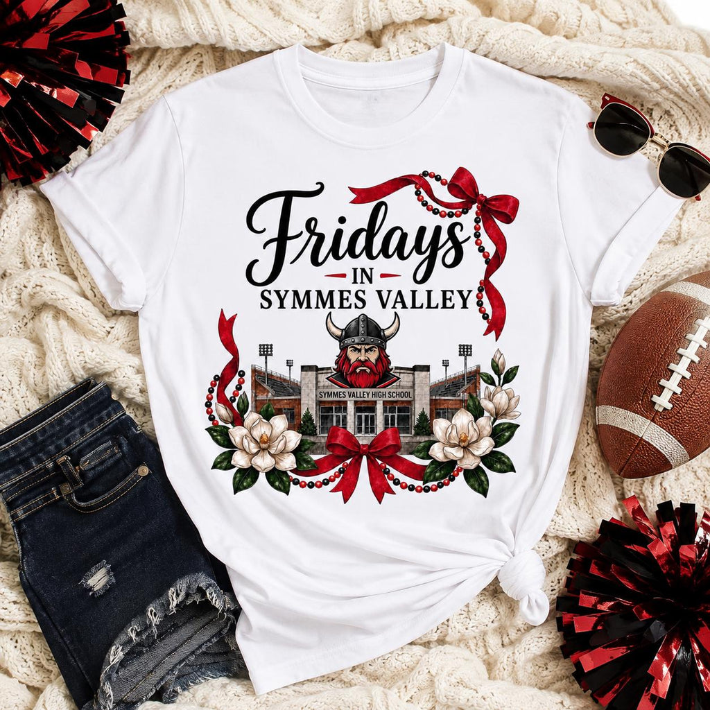Symmes Valley Vikings Football Shirt Design, Friday Night Lights, Red Black Floral (Digital Download)