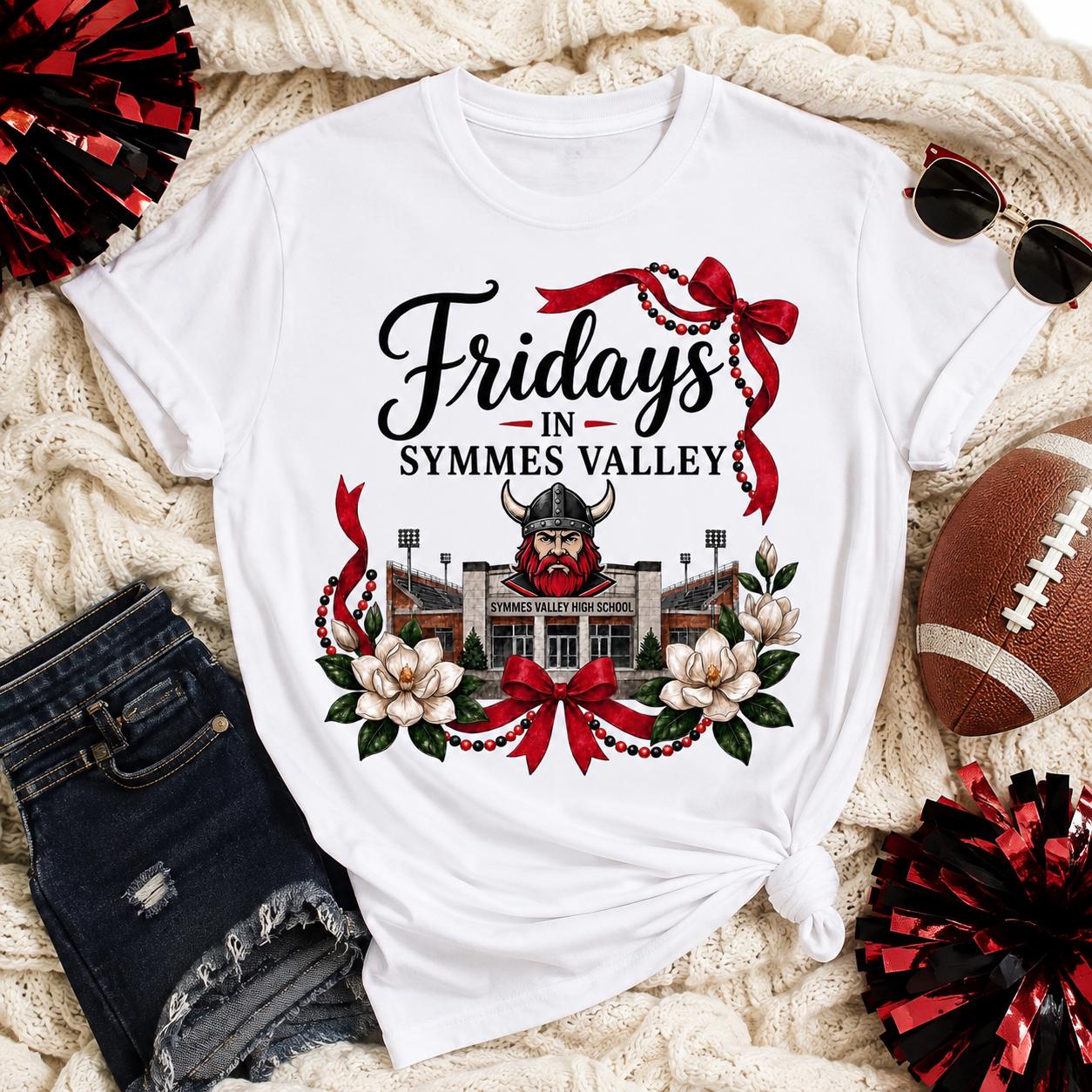 Symmes Valley Vikings Football Shirt Design, Friday Night Lights, Red Black Floral (Digital Download)