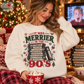Merrier in the 90s Christmas PNG Digital Download | Retro Holiday Design