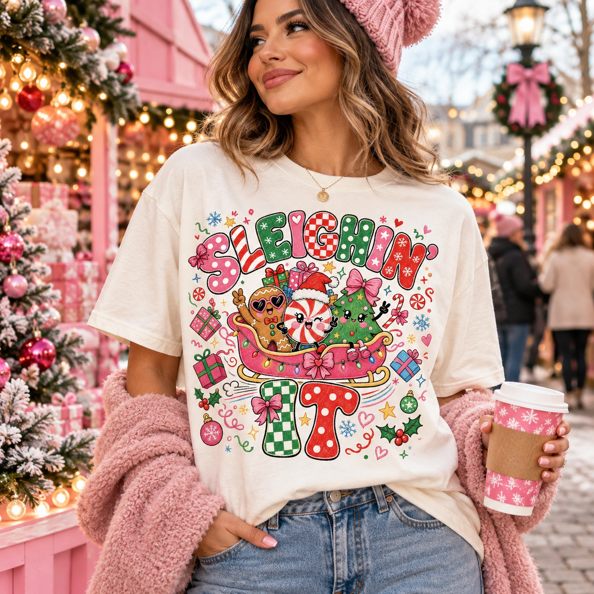 Sleighin’ It Christmas PNG Digital Download | Funny Holiday Design