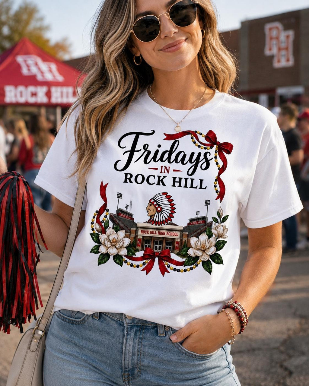 Rock Hill High School Football PNG, Game Day Shirt Design, Magnolia Flowers (Digital Download)