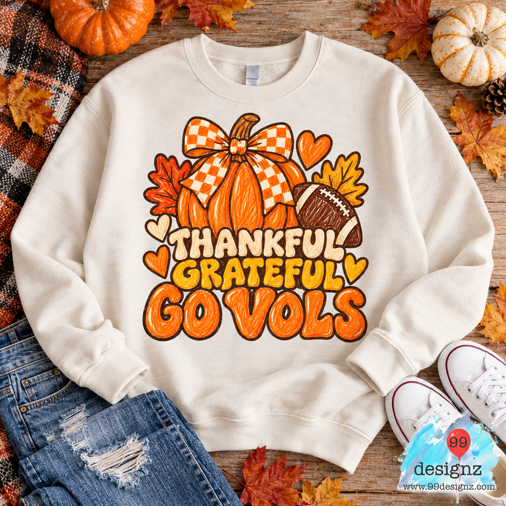 Thankful Grateful Go Vols Fall Football Digital Artwork
