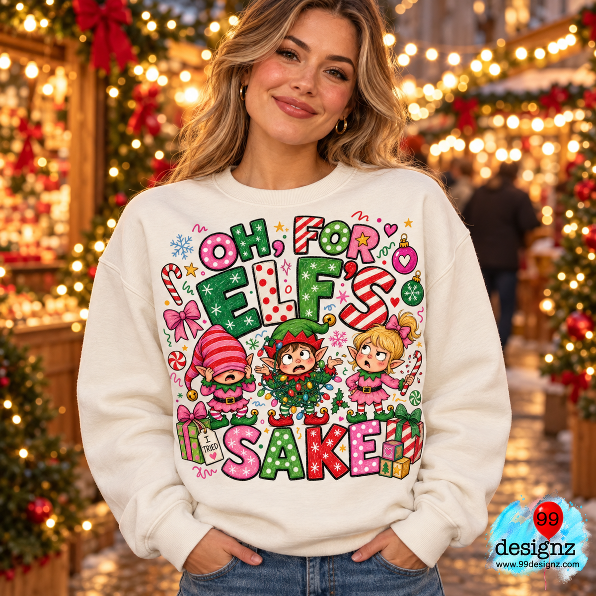 Oh, For Elf’s Sake PNG | Funny Christmas Elf Shirt Design