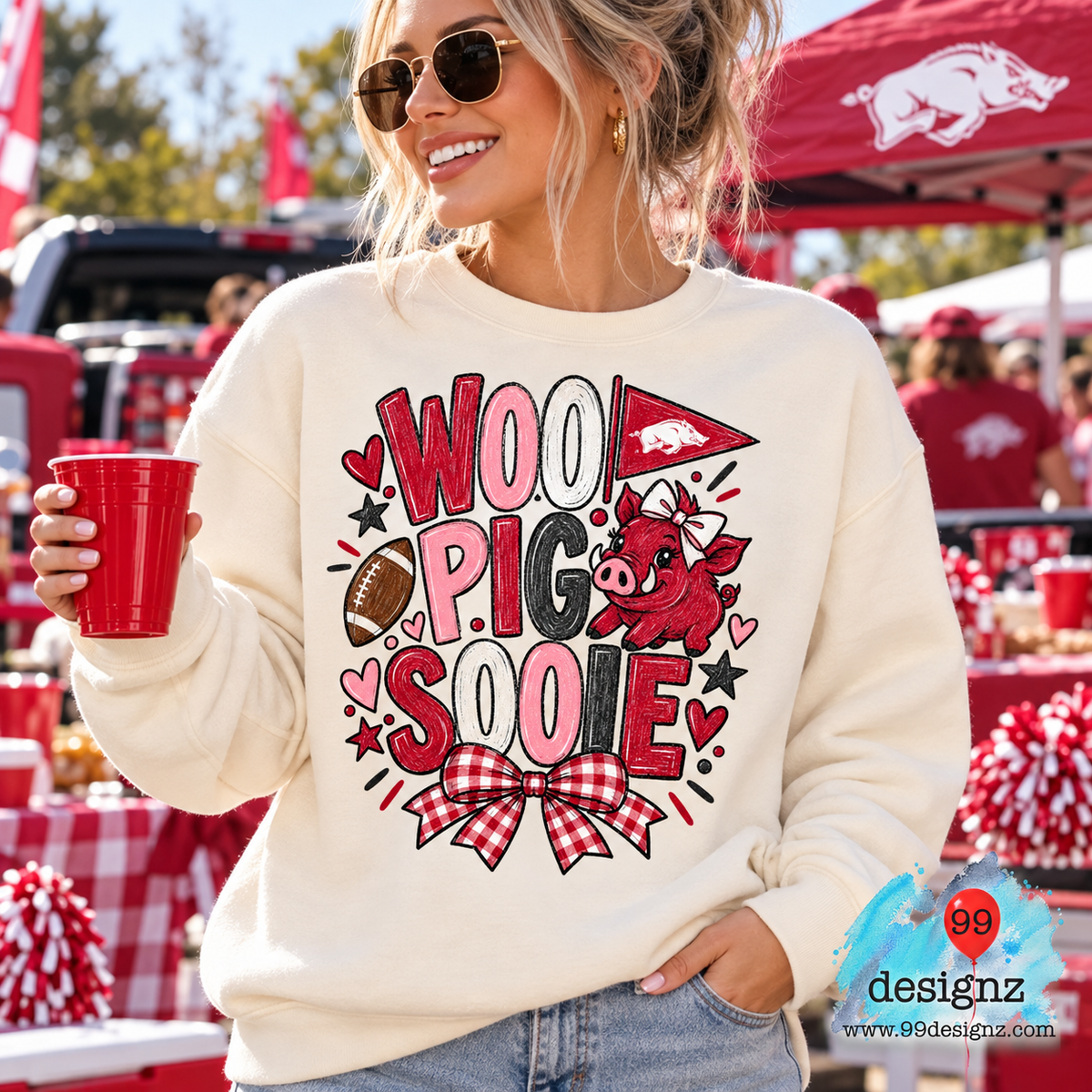 Woo Pig Sooie Razorback Bow PNG Digital Download for Arkansas Fans