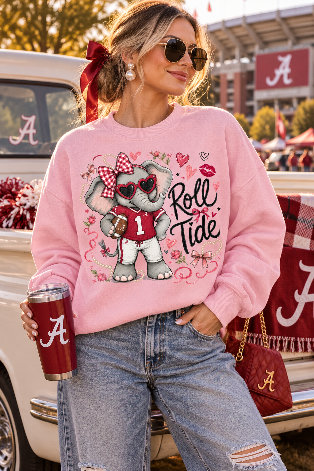 Roll Tide Girl Mascot PNG Design