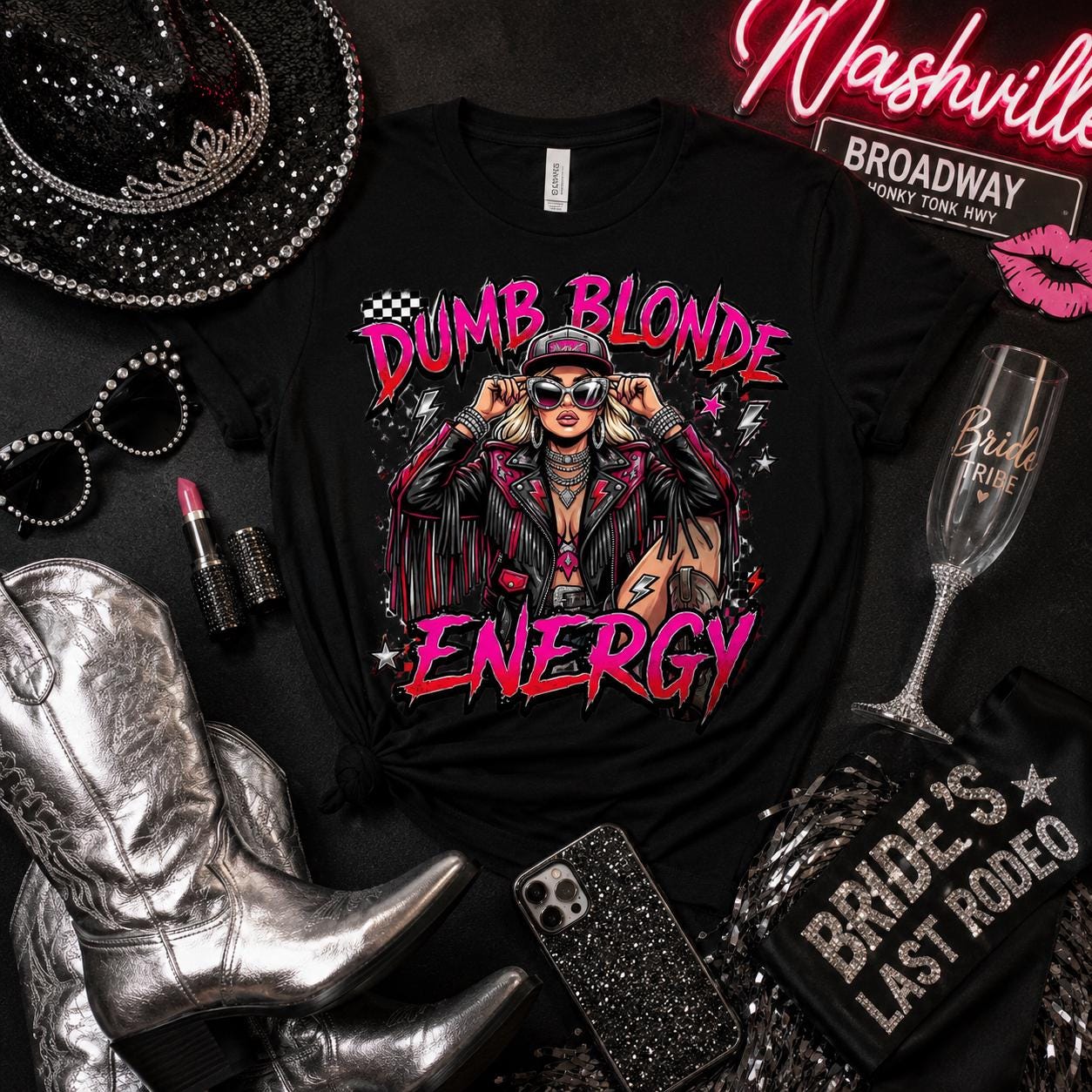 Dumb Blonde Energy PNG, Nashville Bachelorette, Country Concert Sublimation (Digital Download)