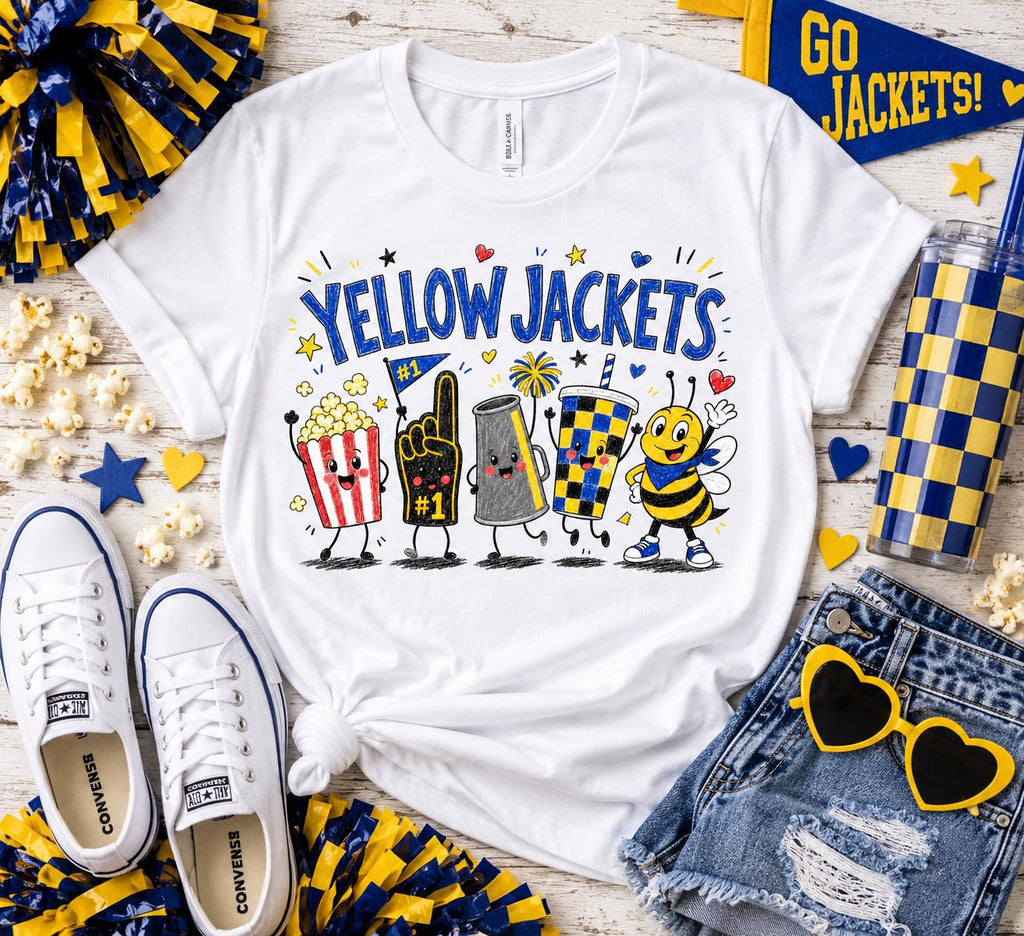 Yellow Jackets Game Day PNG, Doodle Mascot Football Fan Sublimation (Digital Download)