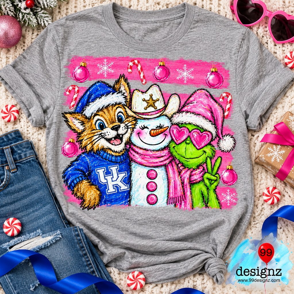 Kentucky Christmas Trio PNG | Wildcat Pink Holiday Design