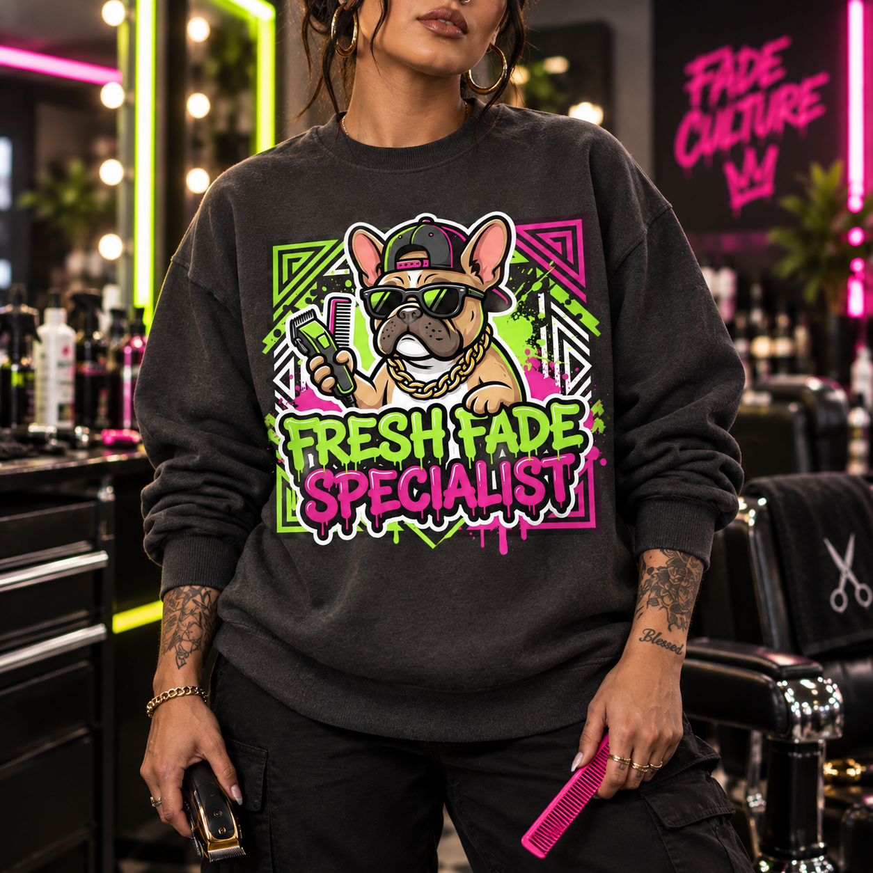 Fresh Fade PNG Design | Barber Digital Download for Sublimation & DTG