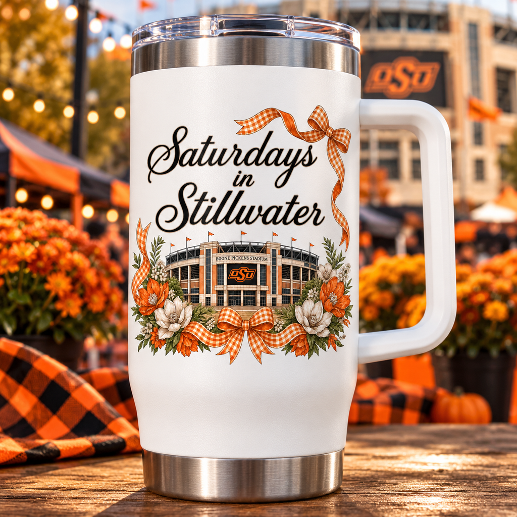 Saturdays in Stillwater PNG – Oklahoma State Game Day Sublimation Design