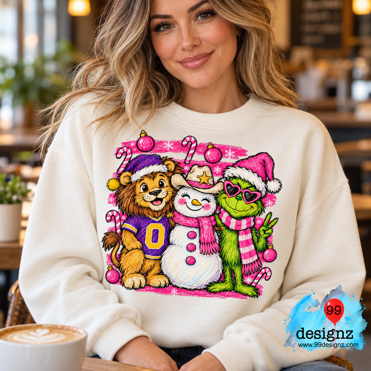 Galileo Academy Lion, Snowman & Grinch Christmas PNG – Pink Holiday Design