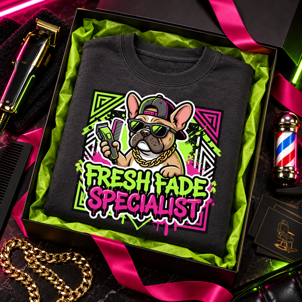 Fresh Fade PNG Design | Barber Digital Download for Sublimation & DTG