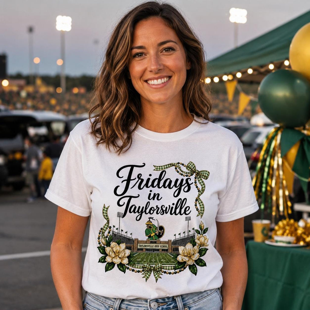 Fridays in Taylorsville PNG, Green Gold Football Game Day Digital Download