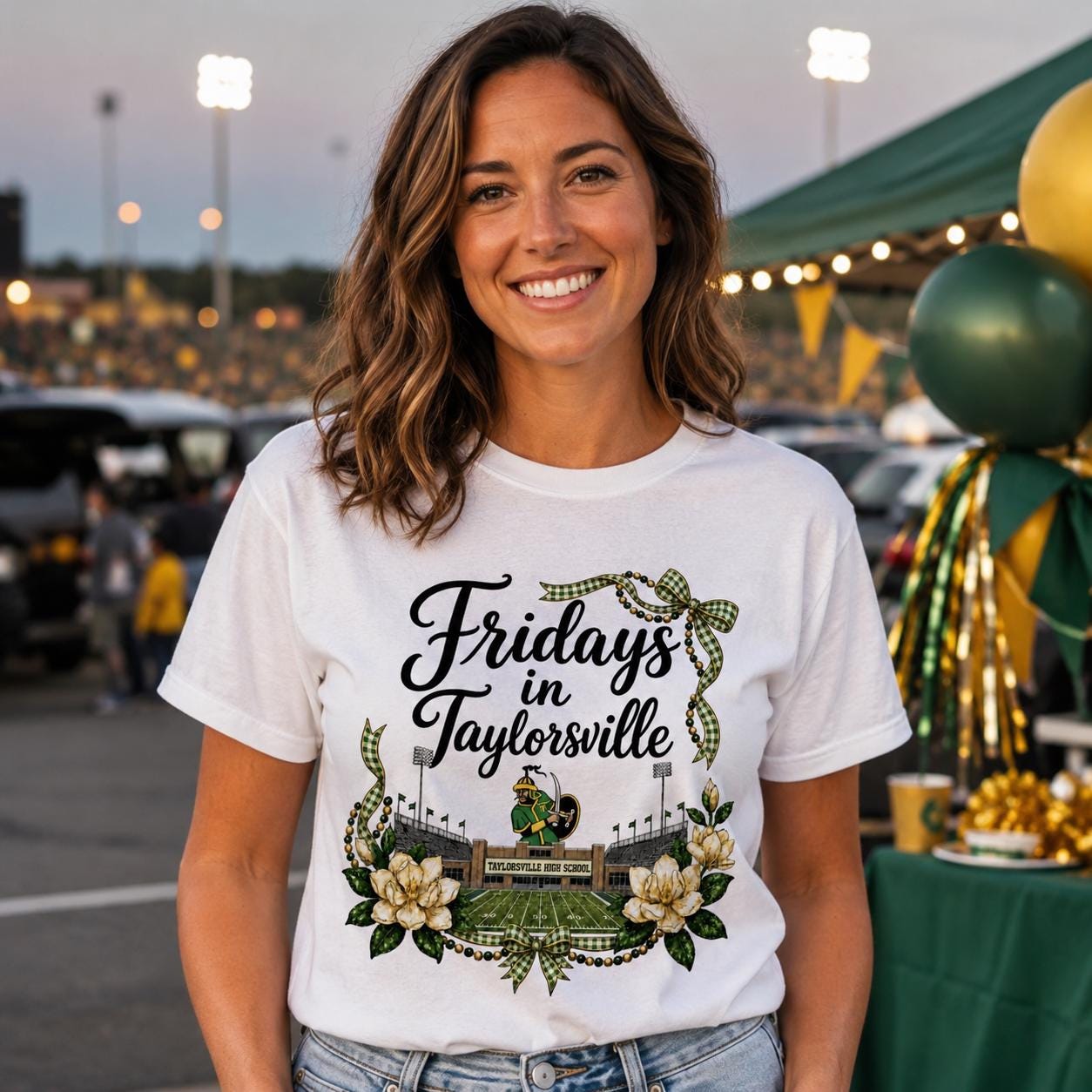 Fridays in Taylorsville PNG, Green Gold Football Game Day Digital Download