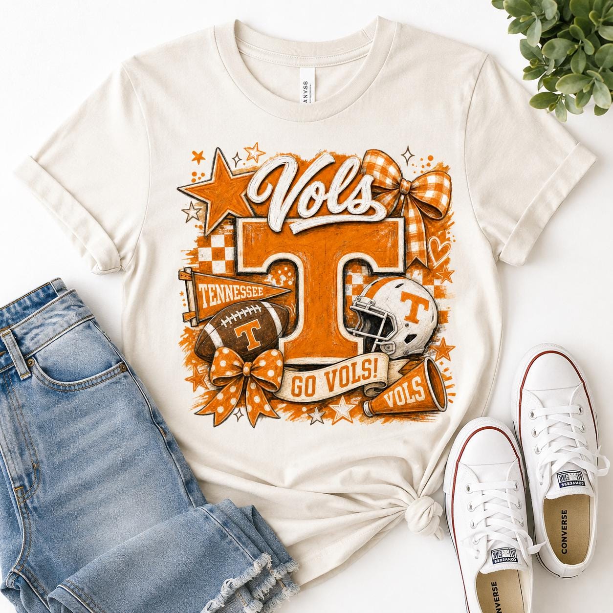 Tennessee Vols Football PNG, Game Day Shirt Design, Distressed Orange Bow (Digital Download)