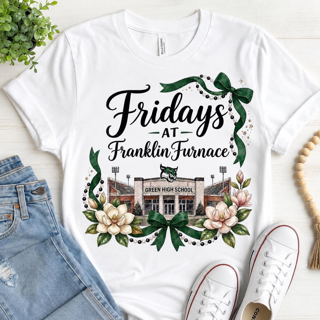 Fridays at Franklin Furnace PNG | Green Wildcats Football Shirt Design (Digital Download)