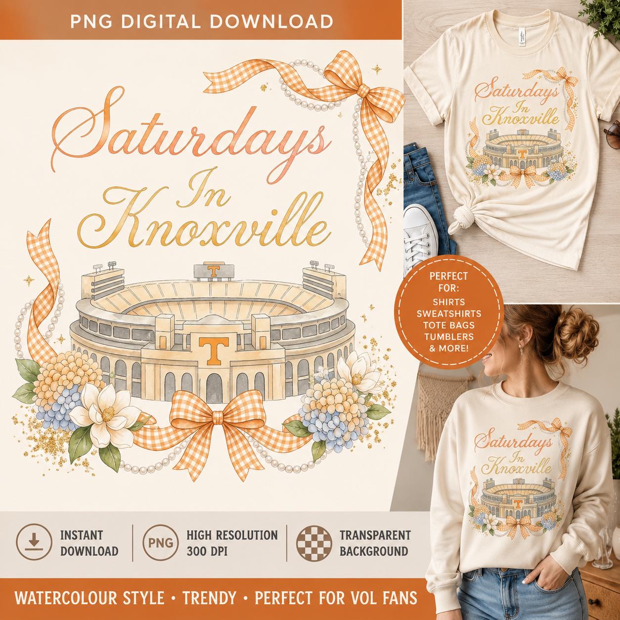 Saturdays in Knoxville PNG, Tennessee Vols Stadium, Coquette Bow (Digital Download)