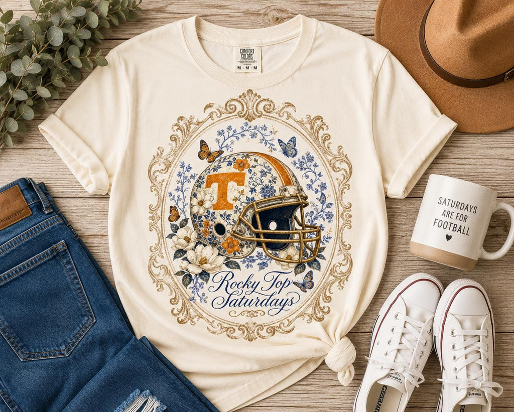 Vintage Floral Tennessee Football Helmet PNG, Rocky Top Game Day Sublimation (Digital Download)