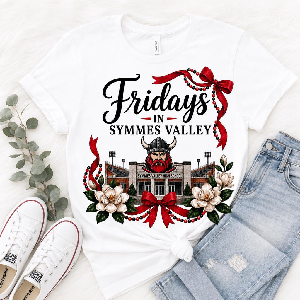 Symmes Valley Vikings Football Shirt Design, Friday Night Lights, Red Black Floral (Digital Download)