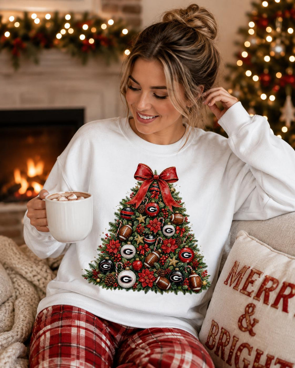 Georgia Bulldogs Christmas Tree PNG, UGA Football Holiday Sublimation Design (Digital Download)