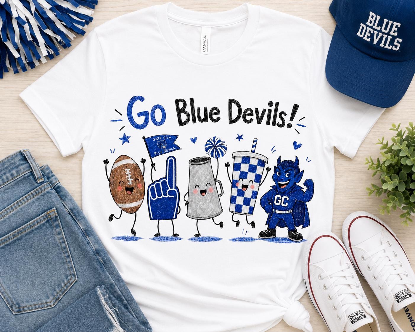 Gate City Blue Devils PNG, Football Mascot Sublimation Design (Digital Download)