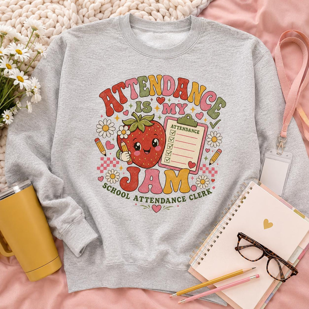Attendance Clerk PNG, Attendance Is My Jam PNG, School Attendance Clerk Shirt Design, School Secretary Sublimation Download