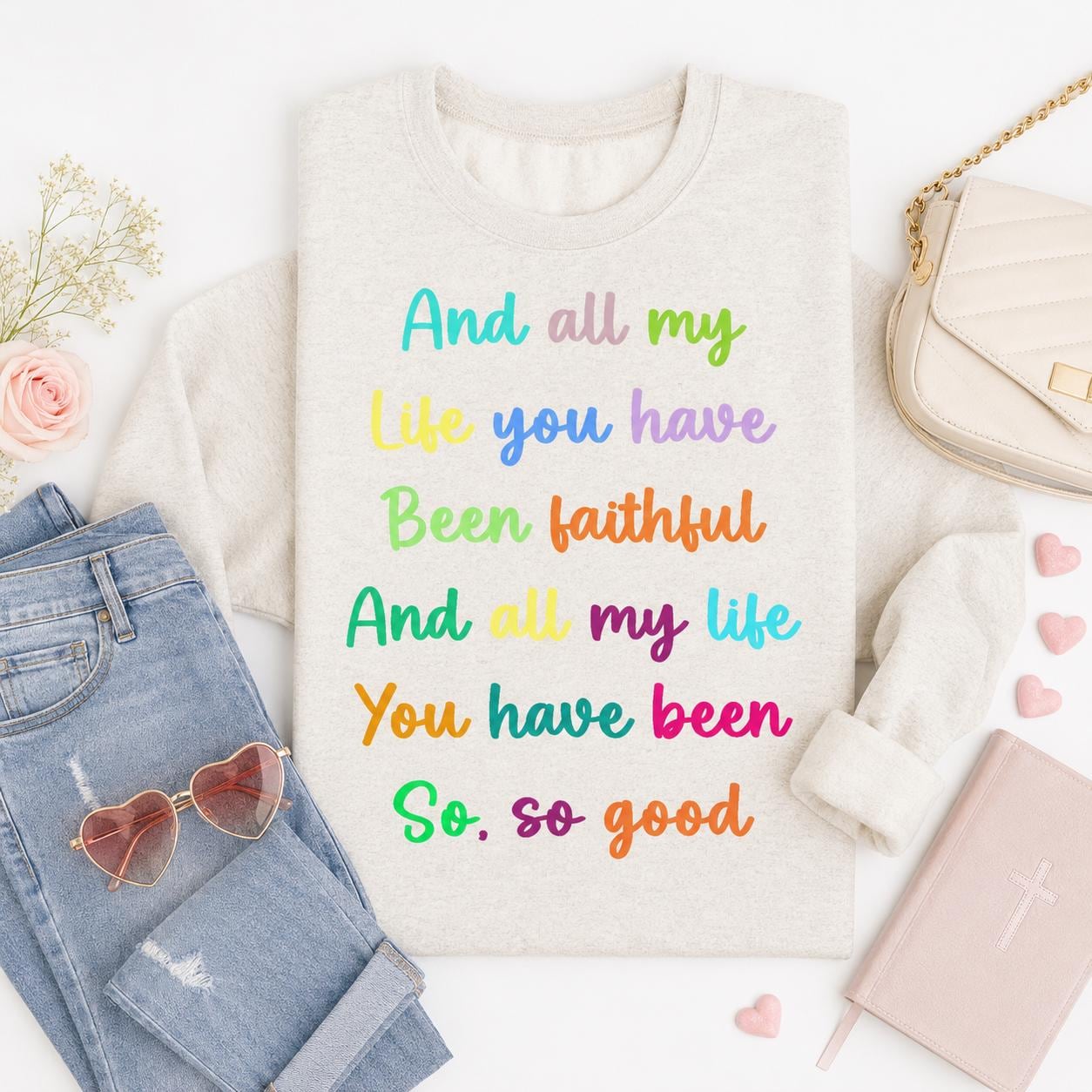 Faithful So Good Christian PNG, Colorful Worship Quote Design (Digital Download)