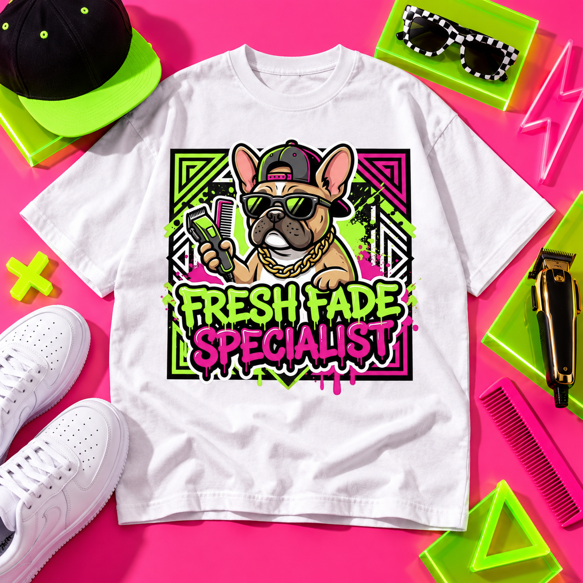 Fresh Fade PNG Design | Barber Digital Download for Sublimation & DTG