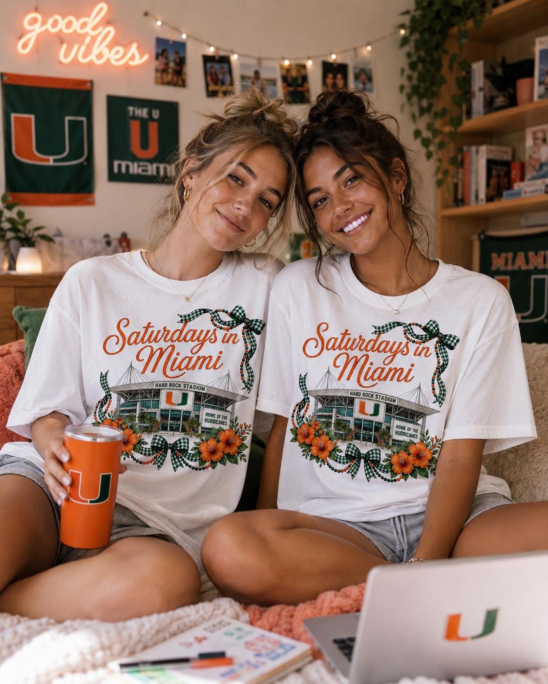 Miami Hurricanes Game Day PNG, Hard Rock Stadium Design, Coquette Football Art (Digital Download)