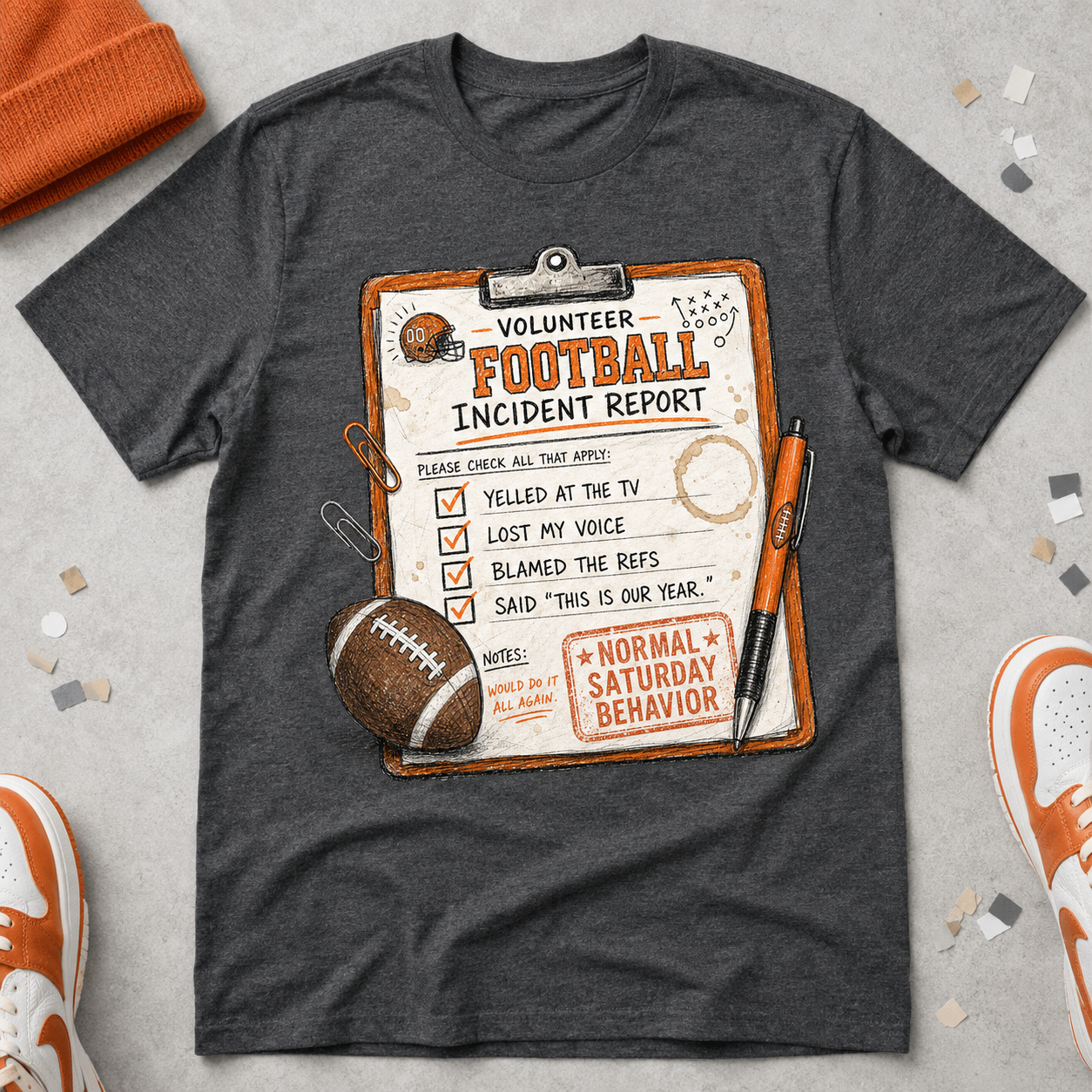 Volunteer Football Incident Report – Funny Football PNG Design | Digital Download