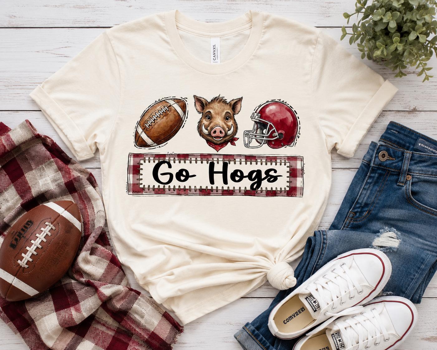 Go Hogs PNG, Arkansas Football Watercolor Design, Personalized Nameplate (Digital Download)
