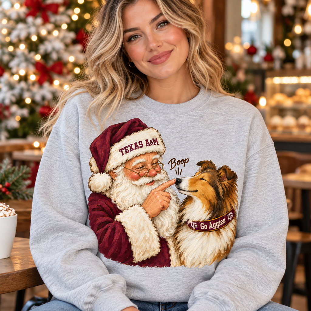 Texas A&M Aggies Santa Boop PNG | Reveille Collie Christmas Sublimation Design