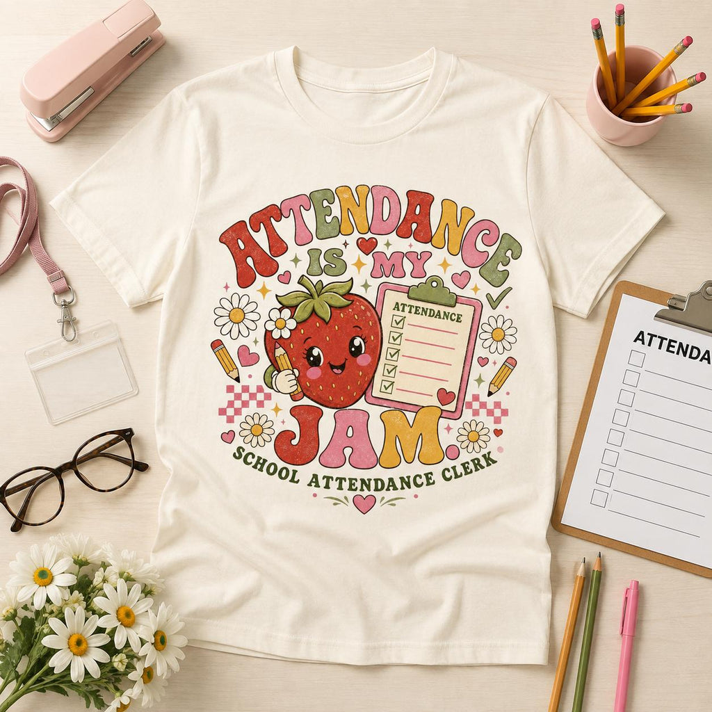 Attendance Clerk PNG, Attendance Is My Jam PNG, School Attendance Clerk Shirt Design, School Secretary Sublimation Download