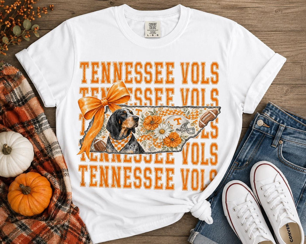 Tennessee Vols Bluetick Coonhound Floral Football PNG (Digital Download)
