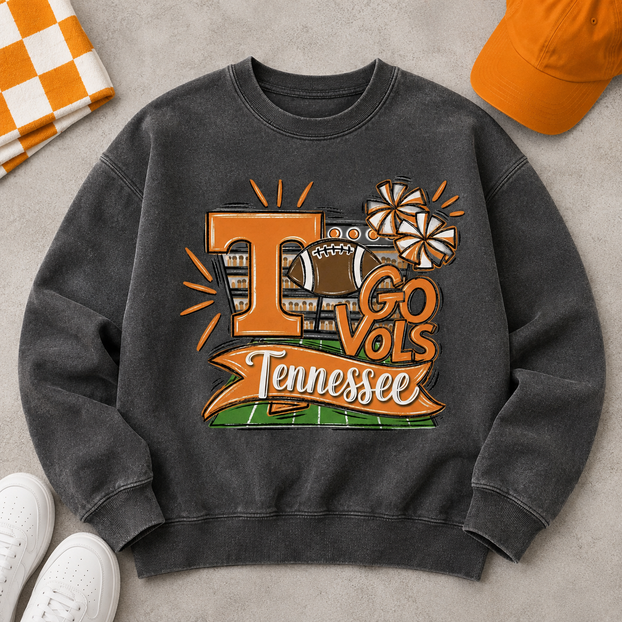 Go Vols T Pom Pom PNG – Sublimation & DTG Digital Download